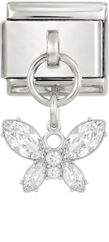 Butterfly Hanging, on Silver