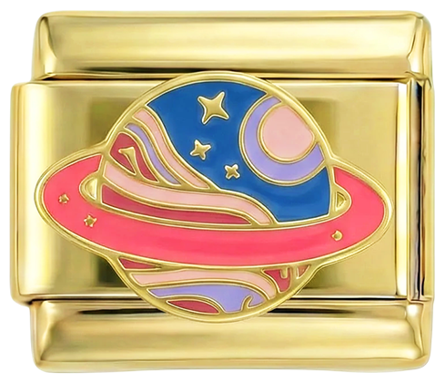 Pink and Blue Saturn with Stars on Gold - Pink-and-blue-saturn-with-stars-on-Gold.png