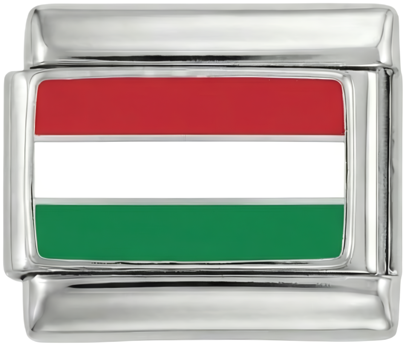 Hungary Flag, on Silver
