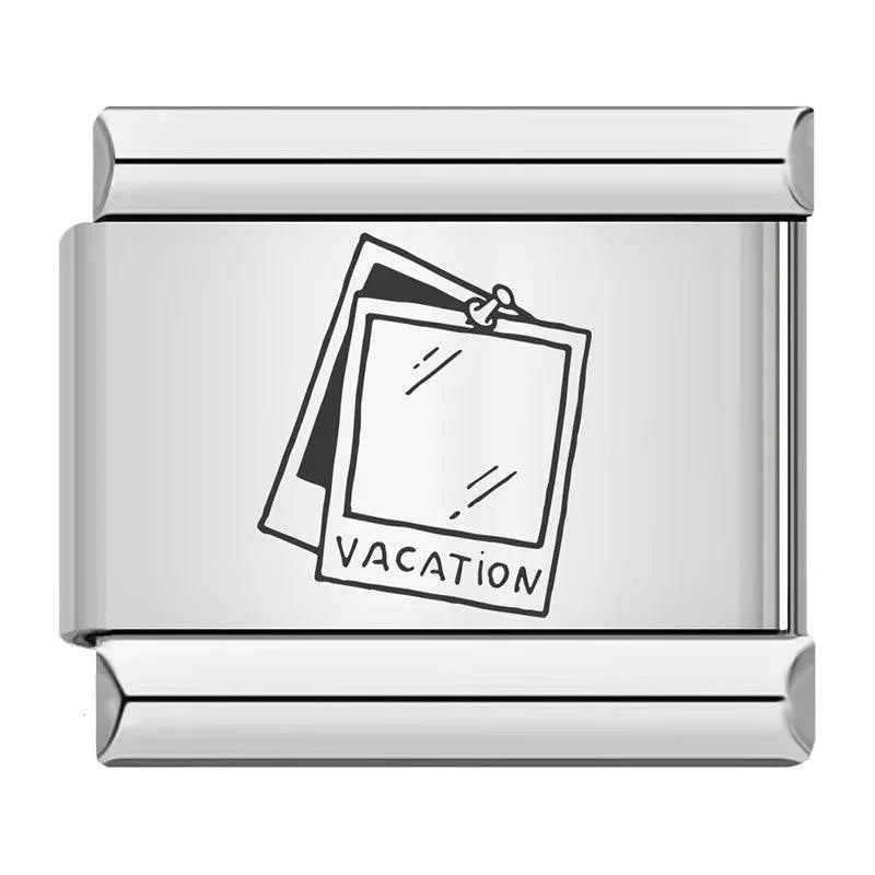 Vacation Polaroids, on Silver - Charms Official