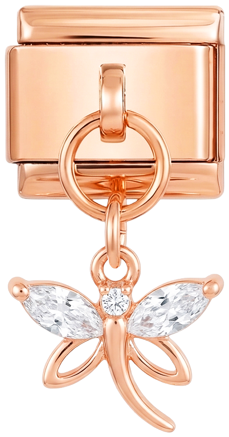 Dragonfly with Large Stones, on Rose Gold