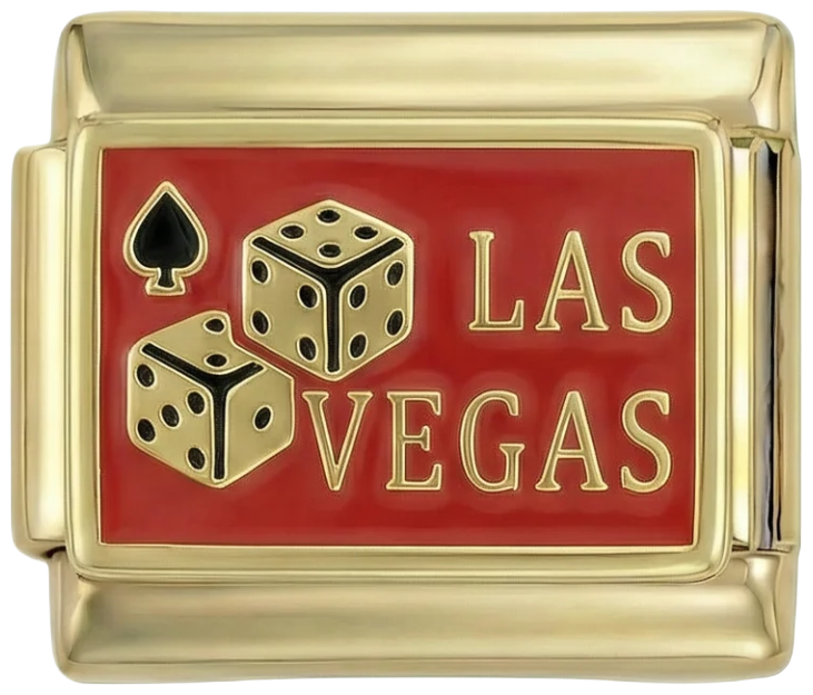 Las Vegas with Dices on Red Plate on Gold - Las-Vegas-with-Dices-on-Red-Plate-on-Gold.png