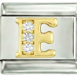 Letter E in Gold with Stones, on Silver - Letter-E-in-gold-with-stones-on-silver.png