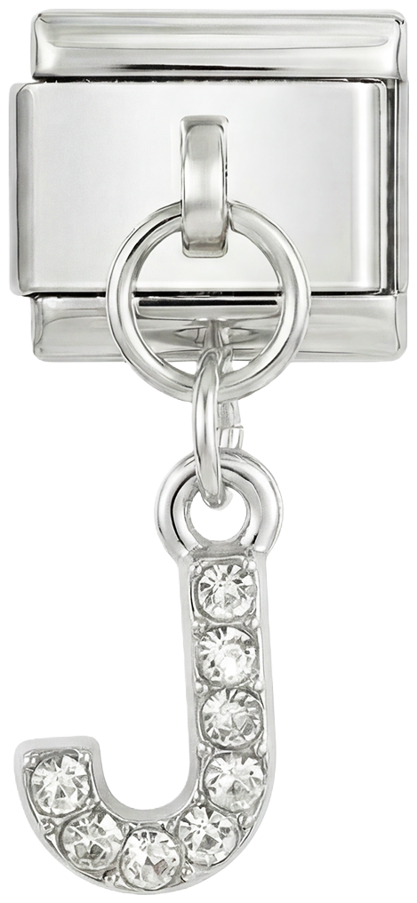 Letter J with stones, Hanging, on Silver - Letter-J-with-stones-hanging-on-silver.png