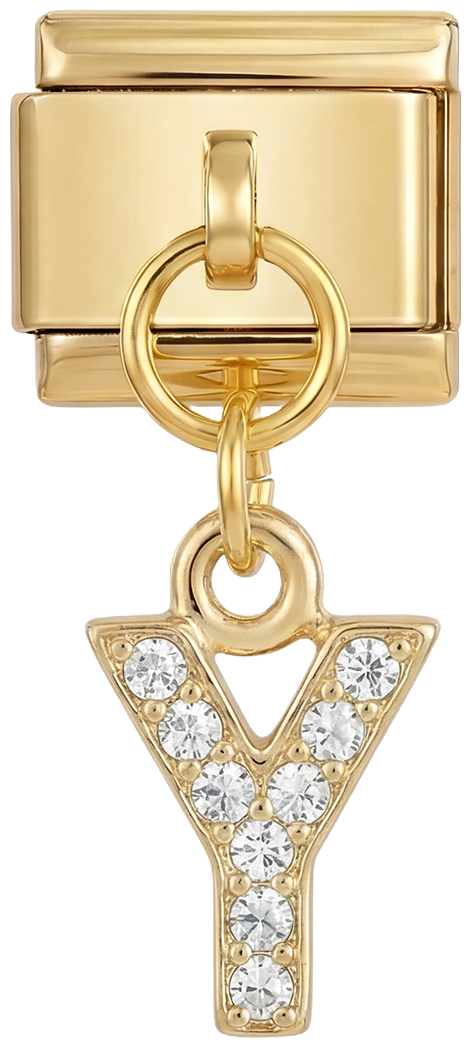 Letter Y with stones, Hanging, on Gold - Letter-Y-with-stones-hanging-on-gold.png