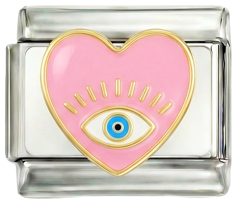 Pink Heart with Eye on Silver