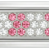 Silver Plate with Pink & White Stones, Double, on Silver