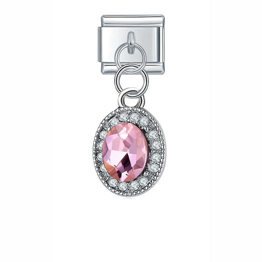 Big Pink Stones with Stones, on Silver - Charms Official