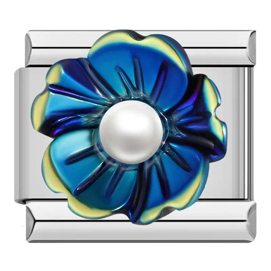 Blue Flower and its Pearl in 3D - Charms Official