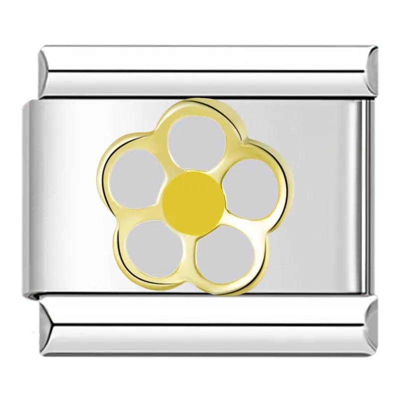 Gold Flower and its White Petals - Charms Official