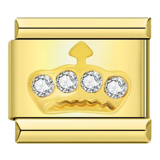 Golden Crown with White Stones - Charms Official