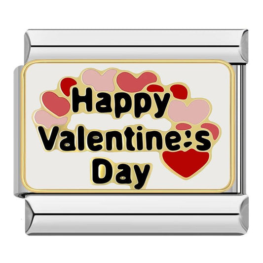 Happy Valentine's Day, Lots of Hearts, on Silver - Charms Official