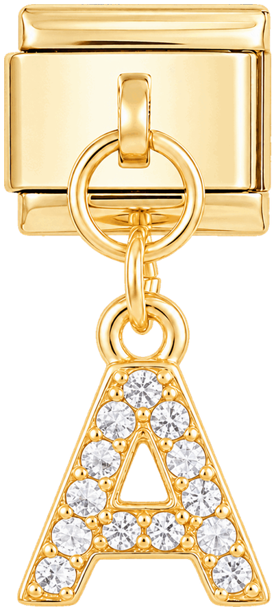 Letter A with stones, Hanging, on Gold