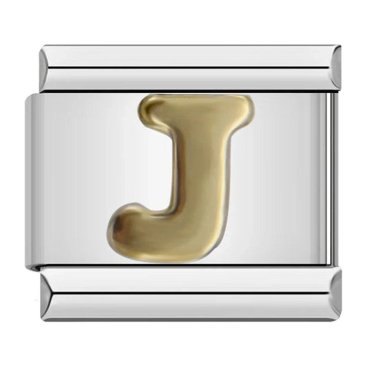 Letter J in Gold, on Silver - Charms Official