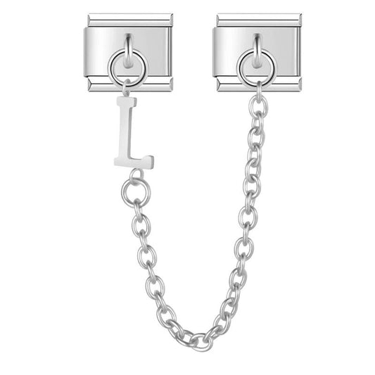 Letter L, Double Linked Charms, on Silver - Charms Official