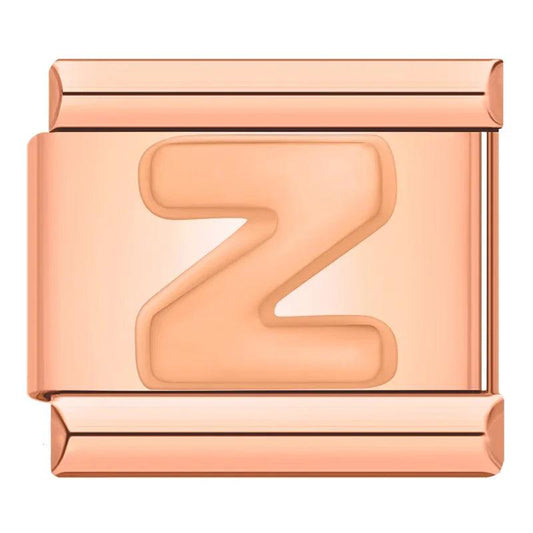 Letter Z in Rose Gold, on Rose Gold - Charms Official